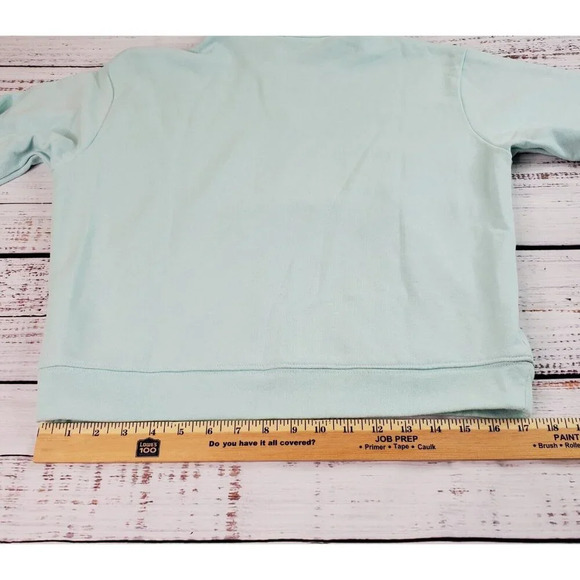 Columbia Trek Sweatshirt Women Medium Mint Blue Cropped 1/2 Zip French Terry - Picture 12 of 14